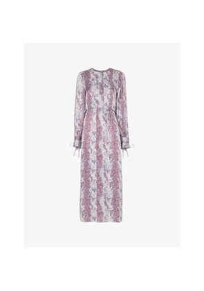 Womens Whistles Mottled Snake-Print Woven Midi Dress