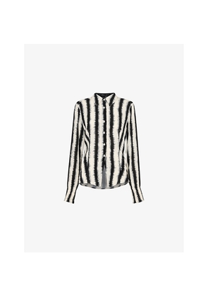 Womens Whistles Hazy Stripe Slim-Fit Woven Shirt