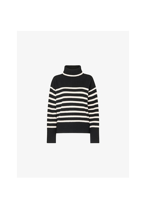 Womens Whistles Stripe-Print Roll-Neck Wool Jumper