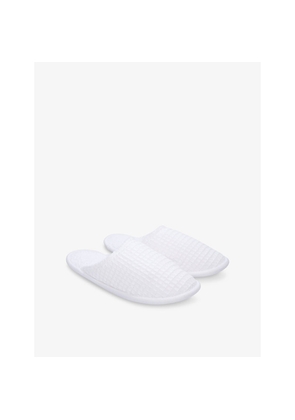 Womens The White Company Waffle Cotton-Blend Slippers