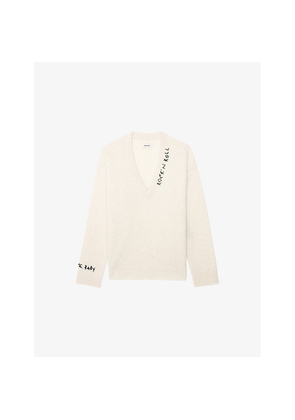 Womens Zadig&Voltaire Text-Embroidery Cashmere Knitted Jumper