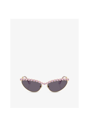Womens Swarovski Sk7030 Cat Eye-Frame Metal Sunglasses