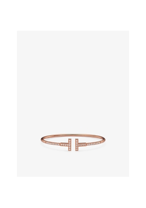 Womens Tiffany & Co Tiffany T Pavé Wire 18ct Rose-Gold and 0.48ct Brilliant-Cut Diamond Bracelet