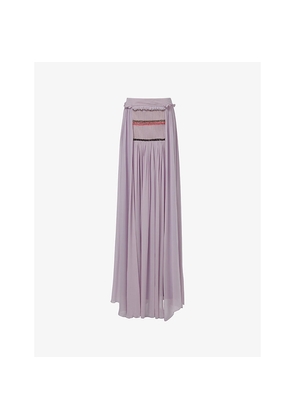 Womens Leem Contrast-Embroidered Woven Maxi Skirt