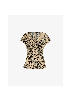 Womens Whistles Leopard-Print V-Neck Woven Top