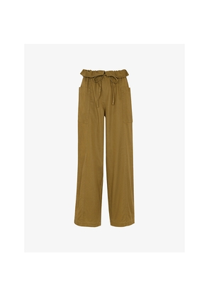Womens Whistles Paper Bag Waistband Straight-Leg Woven Trousers