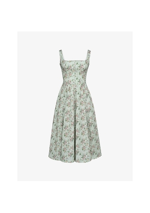 Womens House of CB Mariabella Floral-Print Stretch-Cotton Midi Dress