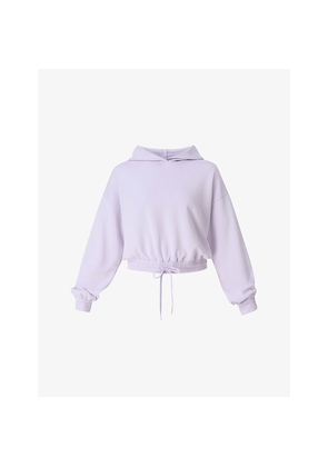 Womens Sweaty Betty Sand Wash Cloudweight Elasticated-Hem Stretch-Jersey Cropped Hoody