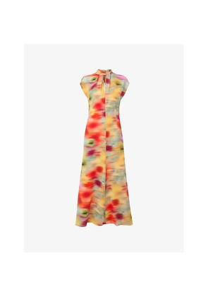 Womens Whistles Photographic Flower-Print Stretch-Woven Midi Dress