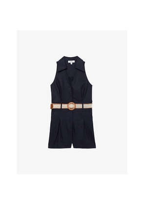 Womens Reiss Anjie Sleeveless Linen Playsuit