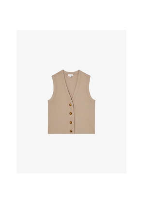 Womens Reiss Gaia Button-Embellished Stretch-Knit Vest
