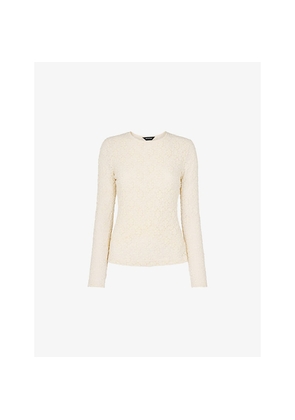 Womens Whistles Floral-Pattern Slim-Fit Stretch-Lace Top