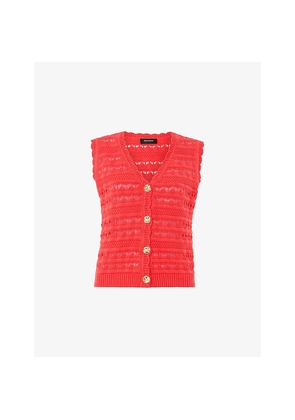 Womens Whistles Pointelle V-Neck Button-Down Cotton Tank