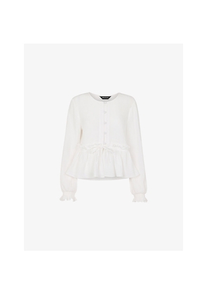 Womens Whistles Button-Down Peplum-Hem Cotton Blouse