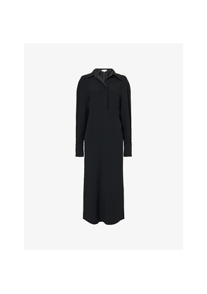 Womens Victoria Beckham Polo-Collar Ruched Stretch-Woven Midi Dress