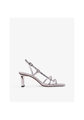 Womens Maje Clover-Embellished Metallic-Leather Heeled Sandals