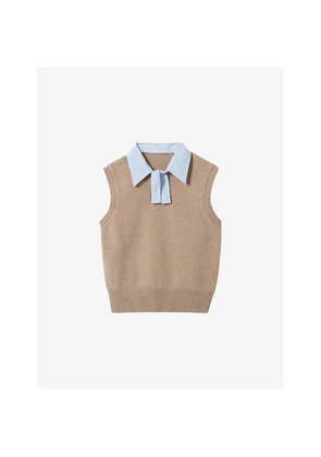 Womens Claudie Pierlot Removable-Collar Sleeveless Knitted Jumper