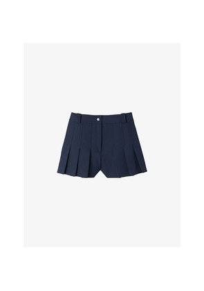 Womens Sandro High-Rise Pleated Stretch-Woven Shorts