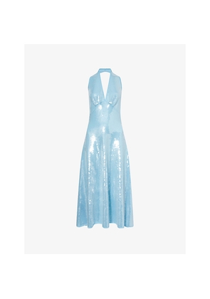 Womens Bottega Veneta Halterneck Sequin-Embellished Woven Midi Dress