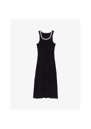 Womens Maje Sleeveless Contrast-Trim Cotton-Jersey Maxi Dress