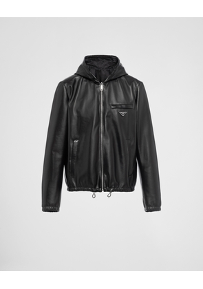 Reversible nappa and Re-Nylon blouson jacket