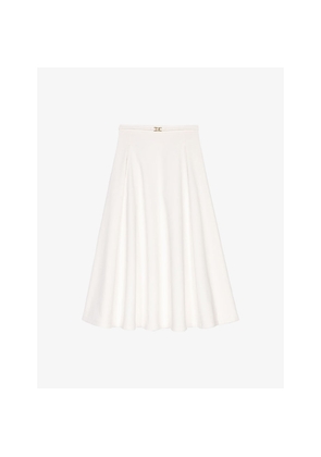 Womens Maje Clover-Embellishment Flared Stretch-Crepe Midi Skirt