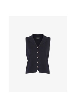 Womens Whistles Maisie Button-Front Cotton-Blend Tank Top