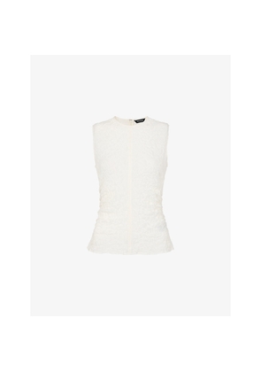 Womens Whistles Round-Neck Sleeveless Textured Stretch-Cotton Tank