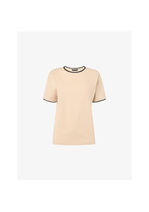 Womens Whistles Contrast-Piping Regular-Fit Cotton-Jersey T-Shirt