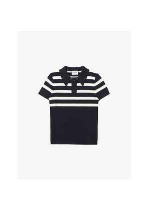 Womens Claudie Pierlot Striped Slim-Fit Stretch-Knit Polo Shirt