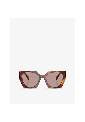Womens Prada Pr 15Ws Rectangle-Frame Tortoiseshell-Effect Acetate Sunglasses