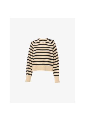 Womens Whistles Striped Regular-Fit Cotton-Knit Jumper