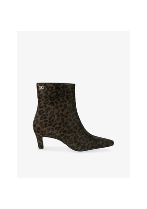 Womens Carvela Moda Leopard Heeled Leather Ankle Boots