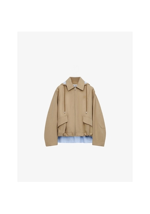 Womens Loewe Brand-Embroidered Hooded Cotton Jacket