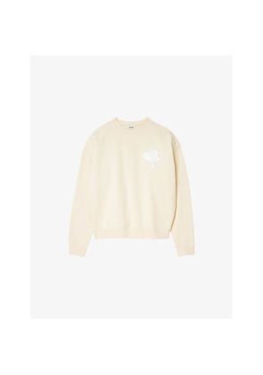 Mens Sandro Floral-Appliqué Relaxed-Fit Cotton Sweatshirt