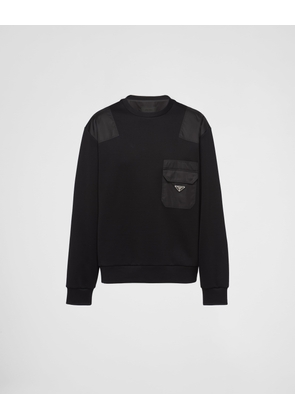 Cotton sweatshirt with Re-Nylon details