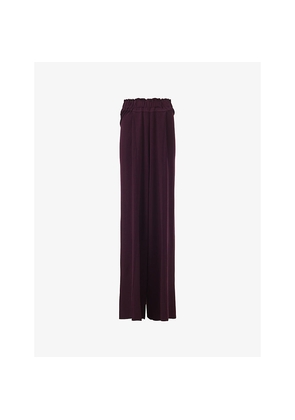 Womens Leem Frilled-Waist Wide-Leg High-Rise Knitted Trousers