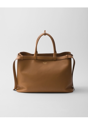 Prada Buckle leather handbag with double belt