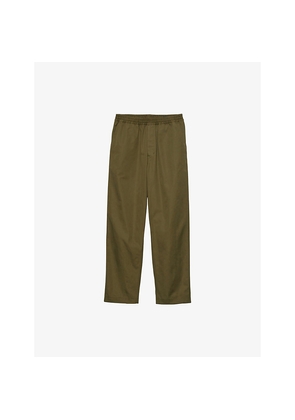 Mens Prada Triangle-Appliqué Slim-Fit Cotton Trousers