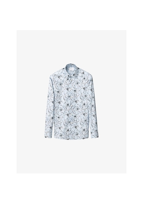 Mens Eton Floral-Print Slim-Fit Cotton-Twill Shirt