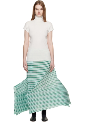 ISSEY MIYAKE Green Generic Stripes Machine Pleats Midi Skirt