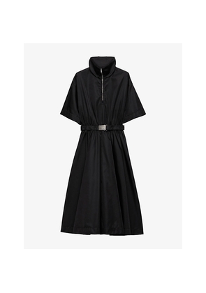 Womens Prada Re-Nylon Short-Sleeved Woven Midi Dress