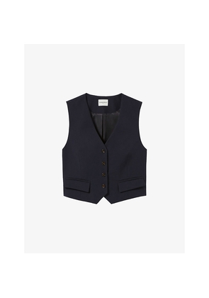 Womens Claudie Pierlot Tailored V-Neck Wool-Blend Waistcoat