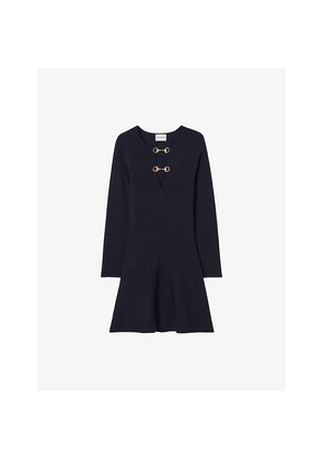 Womens Claudie Pierlot V-Neck Long-Sleeve Stretch-Knit Mini Dress