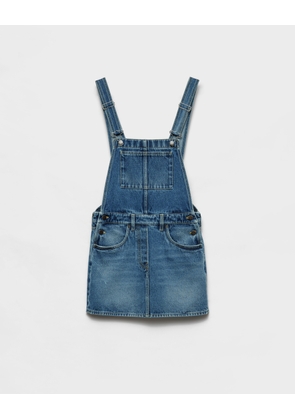 Denim bib overall mini-dress