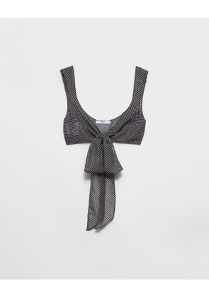 Polka-dot silk chiffon bralette top