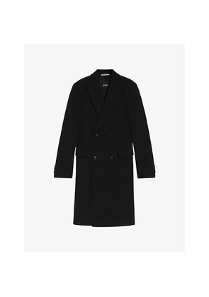 Mens Boss Double-Breasted Peak-Lapel Wool-Blend Coat