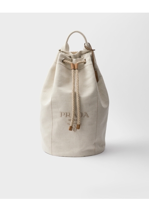 Linen blend drawstring duffel bag