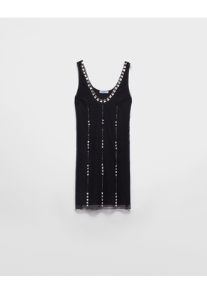 Embroidered tulle mini-dress