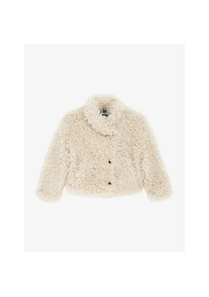 Womens The Kooples Lapel-Collar Side-Pocket Faux-Fur Jacket